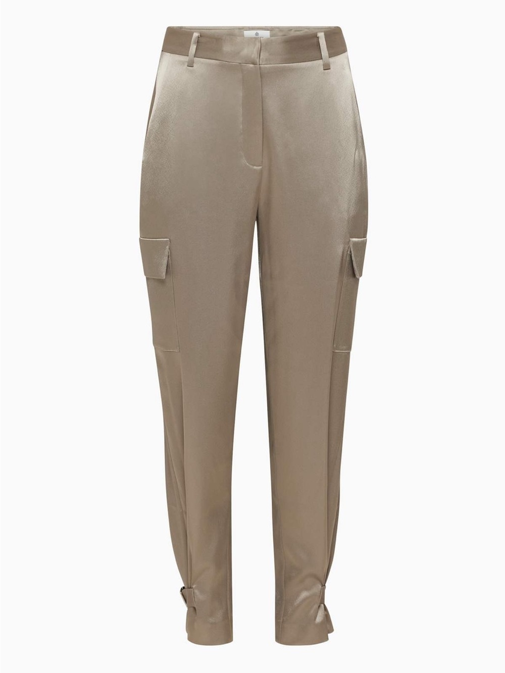 Babaton Refined High-Waisted Satin Cargo Pants in Deep Taupe Size: 6